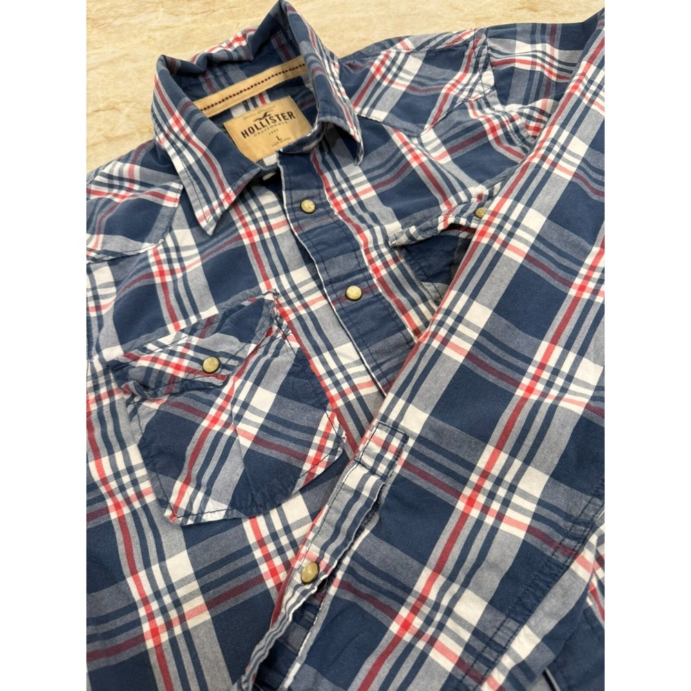 Hollister California Western Snap Button Long Sleeve Plaid Shirt Size Large